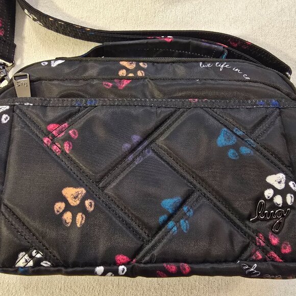 Lug Scoop NEW Black SE Crossbody Bag Paws Black NWOT 1764-A Dog Cat Puppy Kitty - Picture 2 of 16